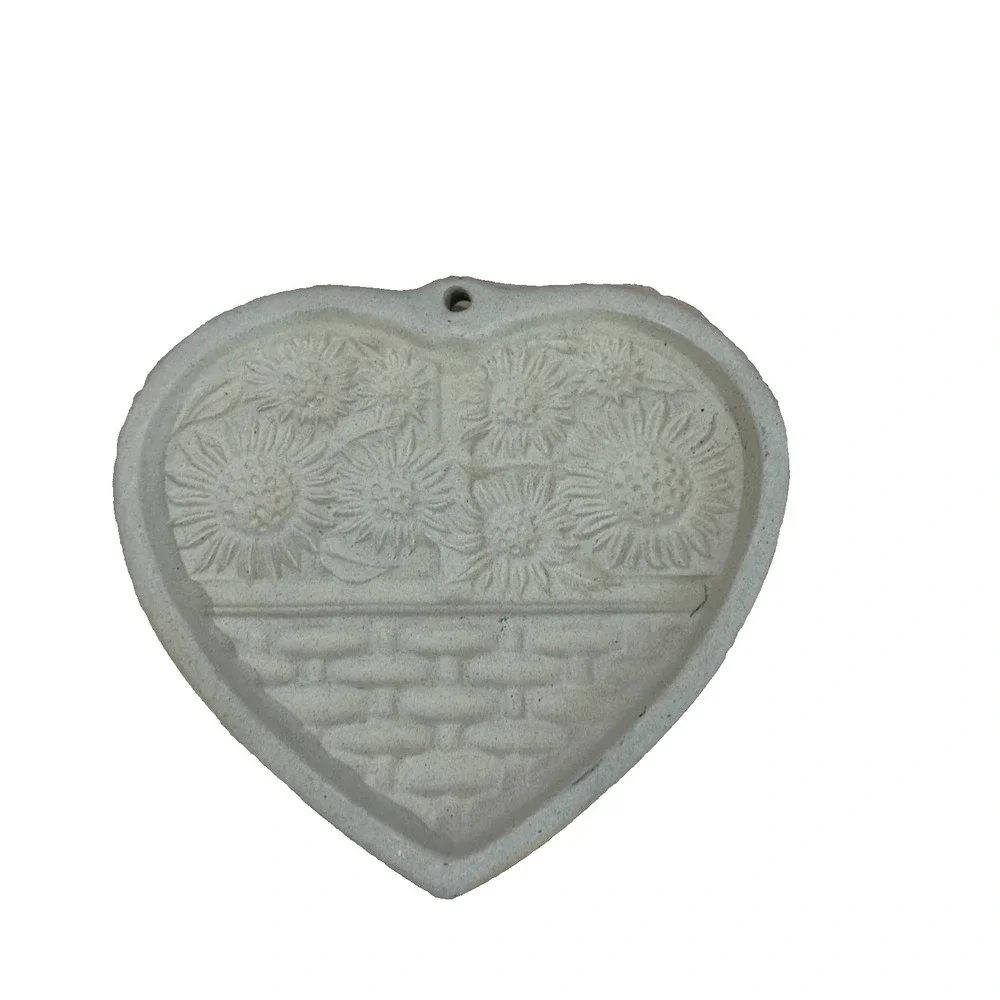 Pampered Chef Cookie Mold Sunflower Basket Heart Beige Vintage 1994 Stoneware OS